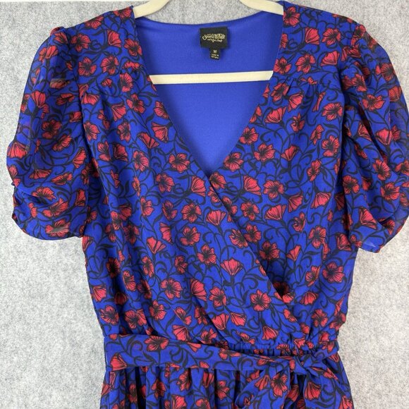 Disney Snow White and the Seven Dwarves Maxi Wrap Dress‎ M Royal Blue Red Floral - Picture 3 of 11